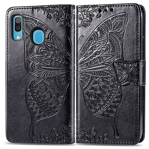 Funda de Cuero Cartera con Soporte Mariposa Carcasa para Samsung Galaxy M10S Negro