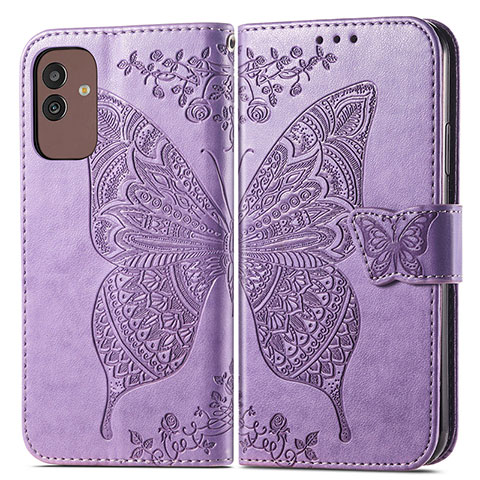 Funda de Cuero Cartera con Soporte Mariposa Carcasa para Samsung Galaxy M13 5G Purpura Claro