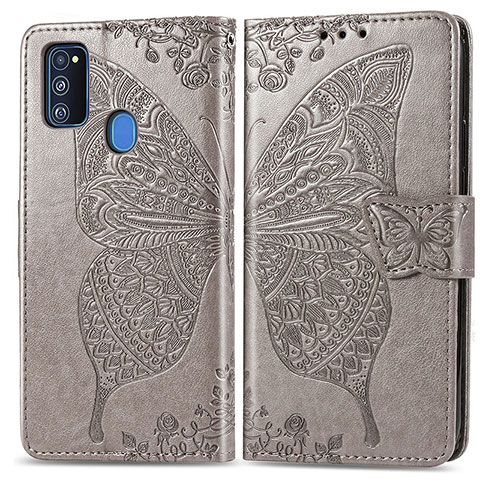 Funda de Cuero Cartera con Soporte Mariposa Carcasa para Samsung Galaxy M30s Gris