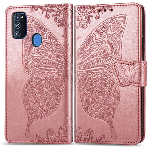 Funda de Cuero Cartera con Soporte Mariposa Carcasa para Samsung Galaxy M30s Rosa