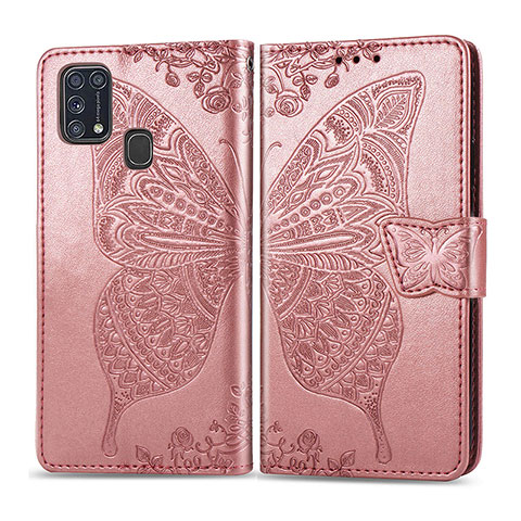 Funda de Cuero Cartera con Soporte Mariposa Carcasa para Samsung Galaxy M31 Prime Edition Rosa