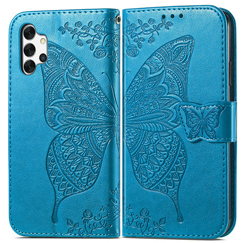 Funda de Cuero Cartera con Soporte Mariposa Carcasa para Samsung Galaxy M32 5G Azul