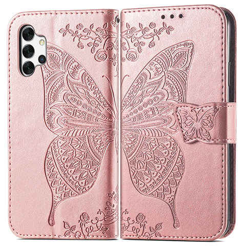 Funda de Cuero Cartera con Soporte Mariposa Carcasa para Samsung Galaxy M32 5G Rosa