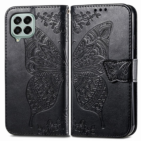 Funda de Cuero Cartera con Soporte Mariposa Carcasa para Samsung Galaxy M33 5G Negro