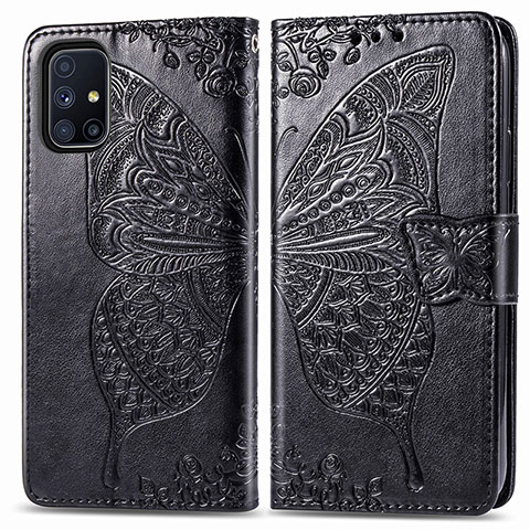 Funda de Cuero Cartera con Soporte Mariposa Carcasa para Samsung Galaxy M51 Negro