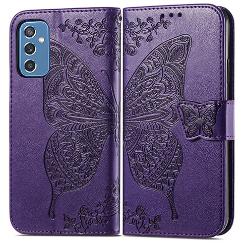 Funda de Cuero Cartera con Soporte Mariposa Carcasa para Samsung Galaxy M52 5G Morado