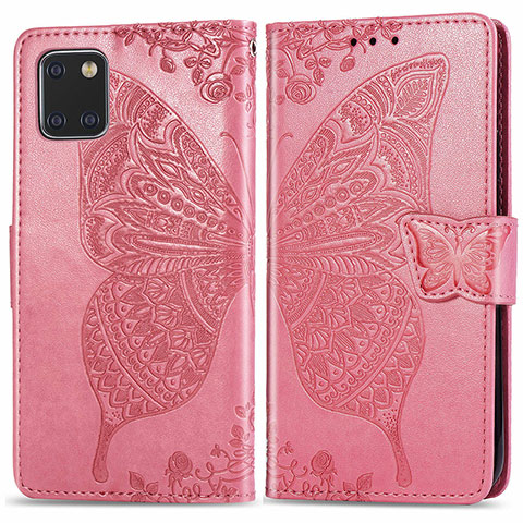 Funda de Cuero Cartera con Soporte Mariposa Carcasa para Samsung Galaxy M60s Rosa Roja