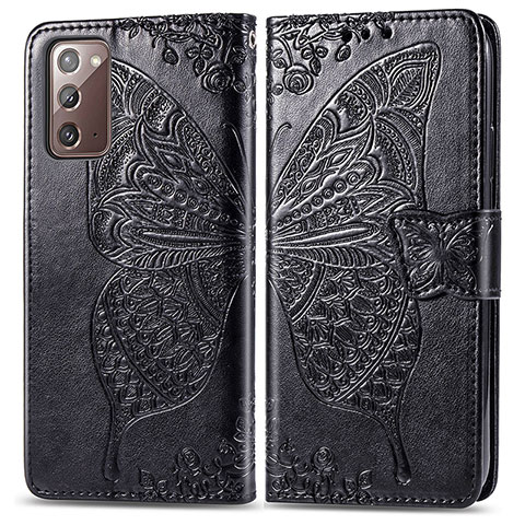 Funda de Cuero Cartera con Soporte Mariposa Carcasa para Samsung Galaxy Note 20 5G Negro