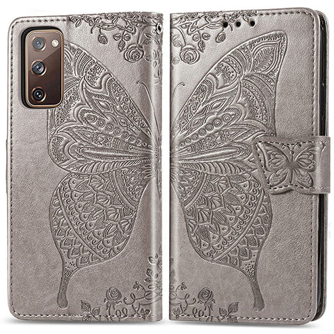 Funda de Cuero Cartera con Soporte Mariposa Carcasa para Samsung Galaxy S20 FE (2022) 5G Gris