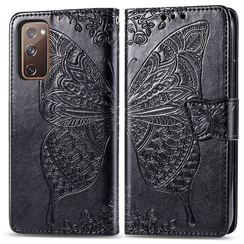 Funda de Cuero Cartera con Soporte Mariposa Carcasa para Samsung Galaxy S20 FE 4G Negro