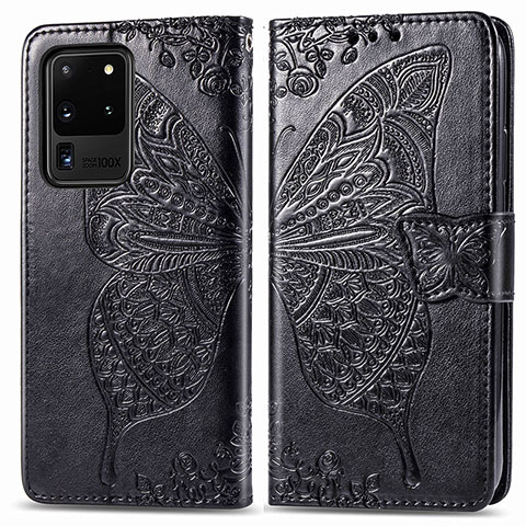 Funda de Cuero Cartera con Soporte Mariposa Carcasa para Samsung Galaxy S20 Ultra 5G Negro