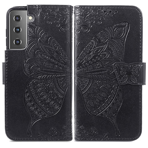 Funda de Cuero Cartera con Soporte Mariposa Carcasa para Samsung Galaxy S21 Plus 5G Negro