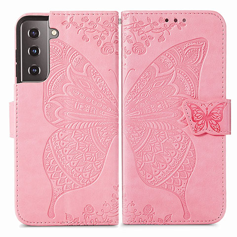 Funda de Cuero Cartera con Soporte Mariposa Carcasa para Samsung Galaxy S24 5G Rosa Roja