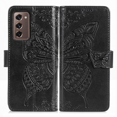 Funda de Cuero Cartera con Soporte Mariposa Carcasa para Samsung Galaxy Z Fold2 5G Negro