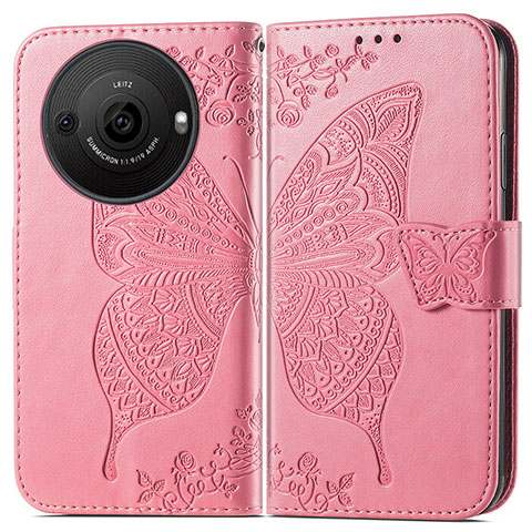 Funda de Cuero Cartera con Soporte Mariposa Carcasa para Sharp Aquos R8 Pro Rosa Roja