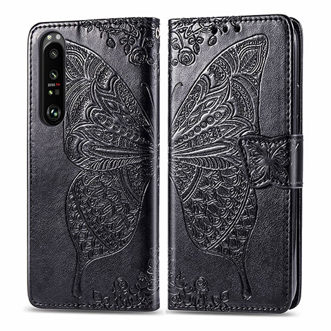 Funda de Cuero Cartera con Soporte Mariposa Carcasa para Sony Xperia 1 III Negro