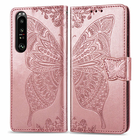 Funda de Cuero Cartera con Soporte Mariposa Carcasa para Sony Xperia 1 III Rosa