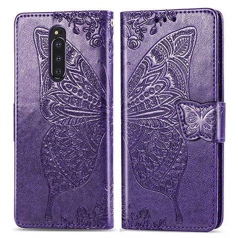 Funda de Cuero Cartera con Soporte Mariposa Carcasa para Sony Xperia 1 Morado