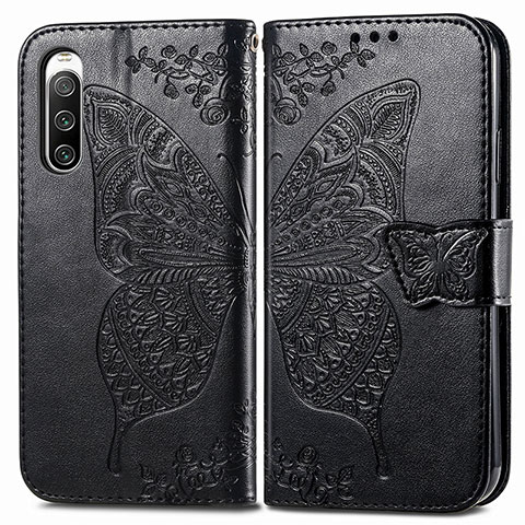 Funda de Cuero Cartera con Soporte Mariposa Carcasa para Sony Xperia 10 IV Negro