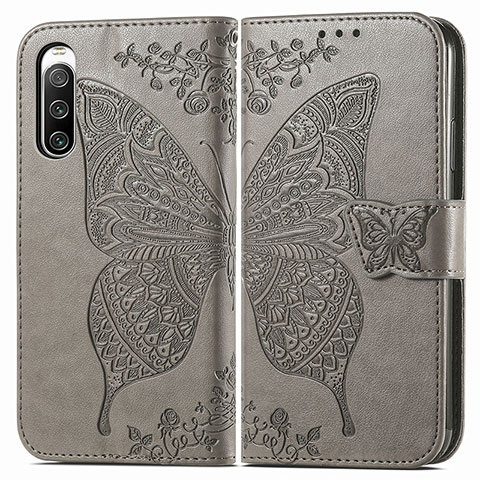 Funda de Cuero Cartera con Soporte Mariposa Carcasa para Sony Xperia 10 V Gris