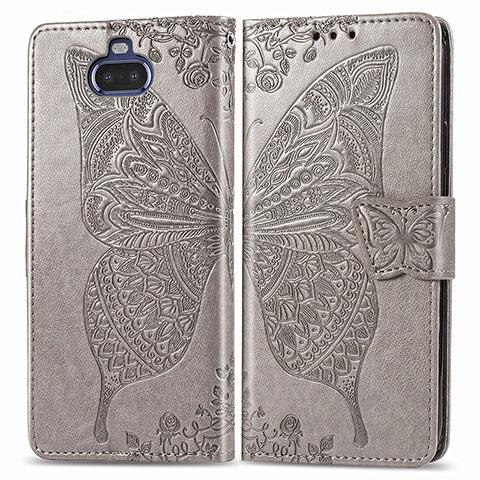 Funda de Cuero Cartera con Soporte Mariposa Carcasa para Sony Xperia 8 Gris