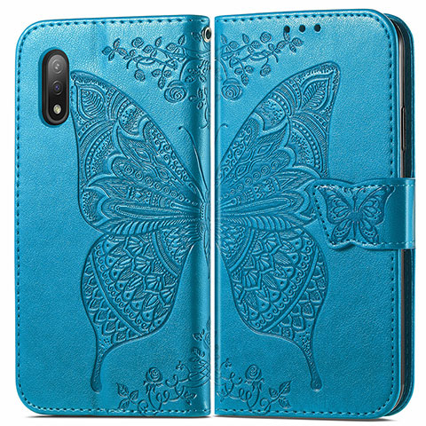 Funda de Cuero Cartera con Soporte Mariposa Carcasa para Sony Xperia Ace II SO-41B Azul