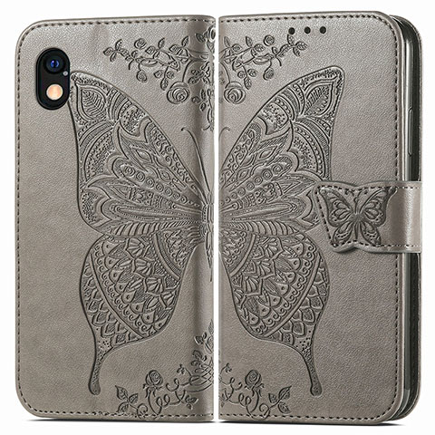 Funda de Cuero Cartera con Soporte Mariposa Carcasa para Sony Xperia Ace III Gris