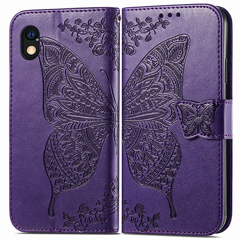 Funda de Cuero Cartera con Soporte Mariposa Carcasa para Sony Xperia Ace III Morado