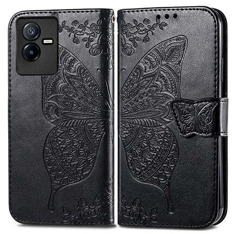 Funda de Cuero Cartera con Soporte Mariposa Carcasa para Vivo iQOO Z6x Negro