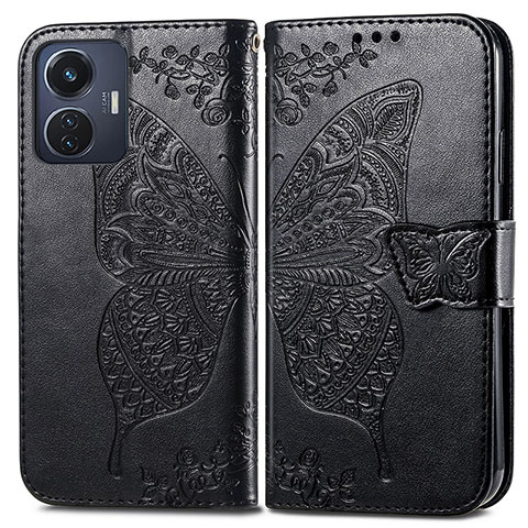 Funda de Cuero Cartera con Soporte Mariposa Carcasa para Vivo T1 4G Negro