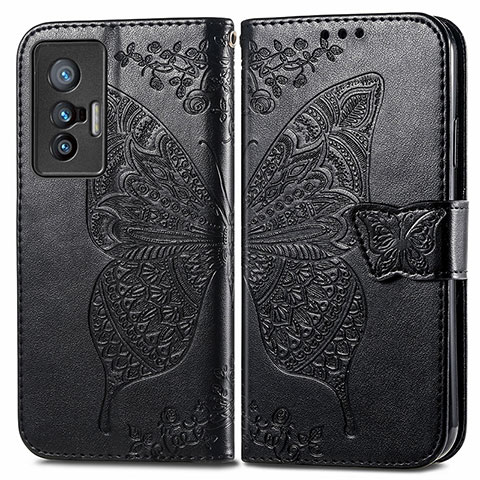 Funda de Cuero Cartera con Soporte Mariposa Carcasa para Vivo X70 5G Negro