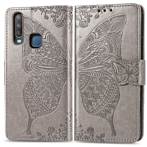 Funda de Cuero Cartera con Soporte Mariposa Carcasa para Vivo Y11 Gris