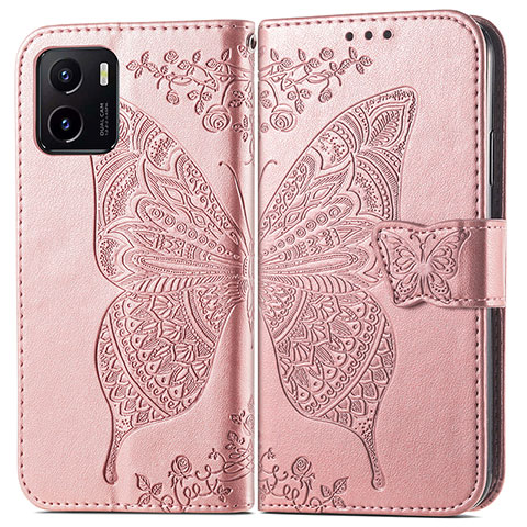 Funda de Cuero Cartera con Soporte Mariposa Carcasa para Vivo Y15A Rosa