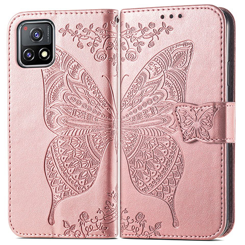 Funda de Cuero Cartera con Soporte Mariposa Carcasa para Vivo Y31s 5G Rosa