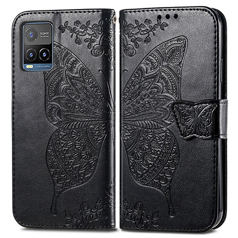 Funda de Cuero Cartera con Soporte Mariposa Carcasa para Vivo Y32 4G Negro