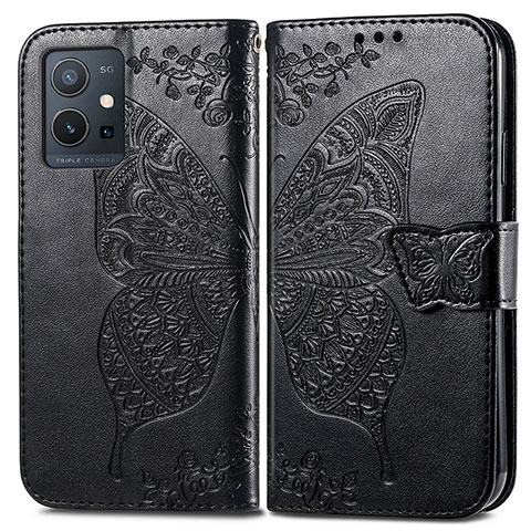 Funda de Cuero Cartera con Soporte Mariposa Carcasa para Vivo Y33e 5G Negro