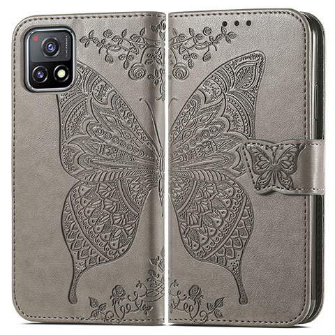 Funda de Cuero Cartera con Soporte Mariposa Carcasa para Vivo Y52s 5G Gris