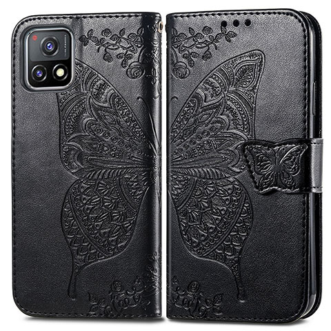 Funda de Cuero Cartera con Soporte Mariposa Carcasa para Vivo Y52s t1 5G Negro