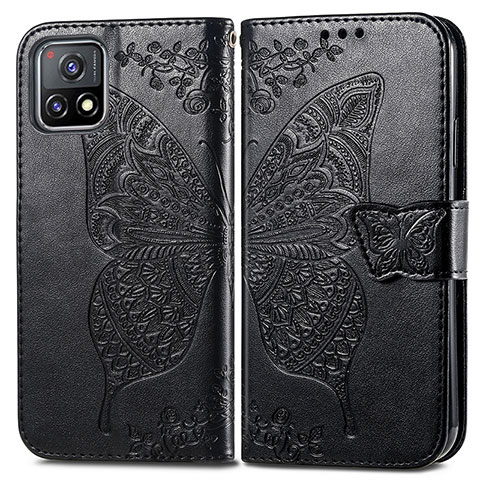 Funda de Cuero Cartera con Soporte Mariposa Carcasa para Vivo Y54s 5G Negro