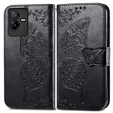 Funda de Cuero Cartera con Soporte Mariposa Carcasa para Vivo Y73t Negro