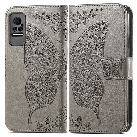 Funda de Cuero Cartera con Soporte Mariposa Carcasa para Xiaomi Civi 1S 5G Gris