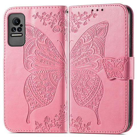 Funda de Cuero Cartera con Soporte Mariposa Carcasa para Xiaomi Civi 1S 5G Rosa Roja