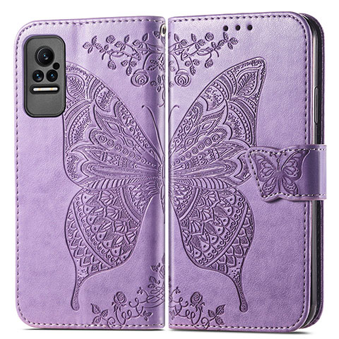 Funda de Cuero Cartera con Soporte Mariposa Carcasa para Xiaomi Civi 5G Purpura Claro