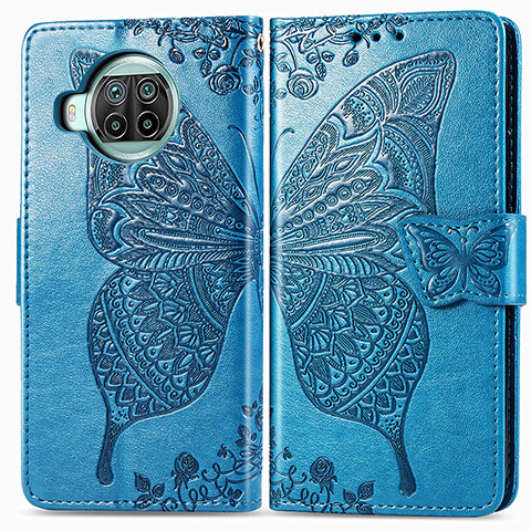 Funda de Cuero Cartera con Soporte Mariposa Carcasa para Xiaomi Mi 10T Lite 5G Azul