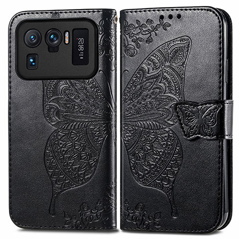 Funda de Cuero Cartera con Soporte Mariposa Carcasa para Xiaomi Mi 11 Ultra 5G Negro