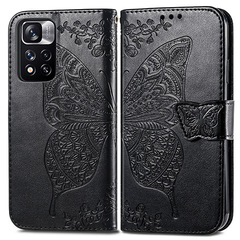 Funda de Cuero Cartera con Soporte Mariposa Carcasa para Xiaomi Mi 11i 5G (2022) Negro