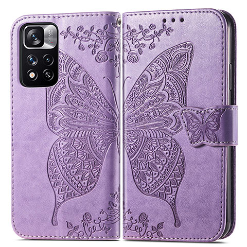 Funda de Cuero Cartera con Soporte Mariposa Carcasa para Xiaomi Mi 11i 5G (2022) Purpura Claro