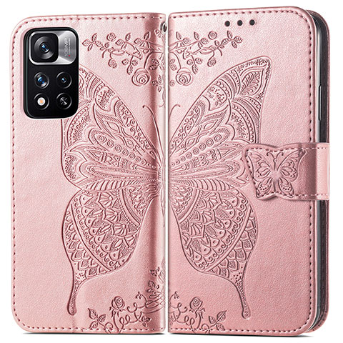 Funda de Cuero Cartera con Soporte Mariposa Carcasa para Xiaomi Mi 11i 5G (2022) Rosa