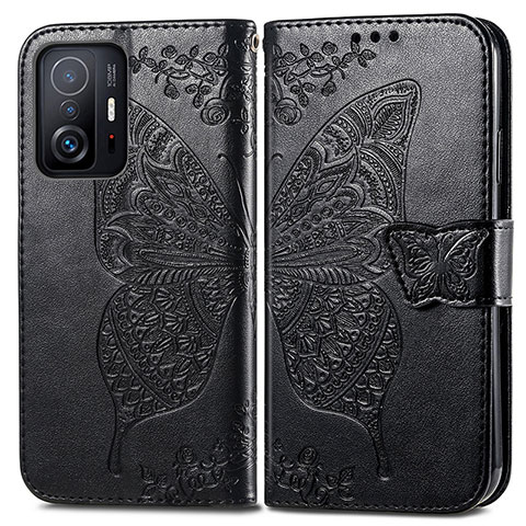 Funda de Cuero Cartera con Soporte Mariposa Carcasa para Xiaomi Mi 11T 5G Negro