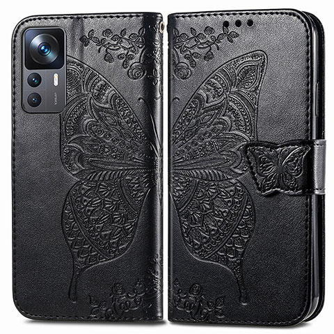 Funda de Cuero Cartera con Soporte Mariposa Carcasa para Xiaomi Mi 12T 5G Negro